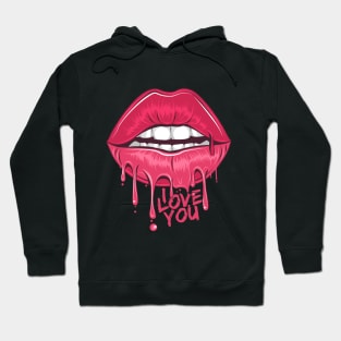 Lips i love you kiss pink blood Hoodie